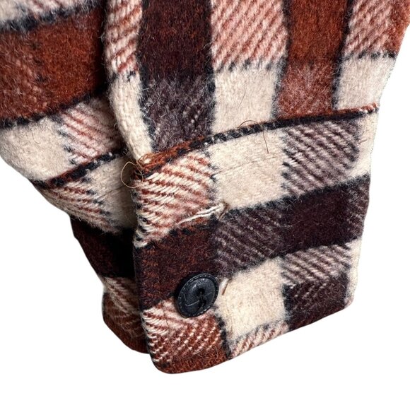 Vintage 60s McGregor Heavy Wool Plaid Shirt Jacket Made In USA Size L - Picture 8 of 10